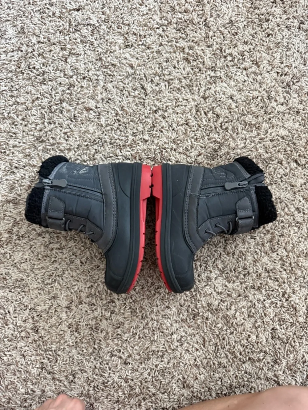 Kids Black Waterproof Snow Boots with Cozy Fleece Lining
